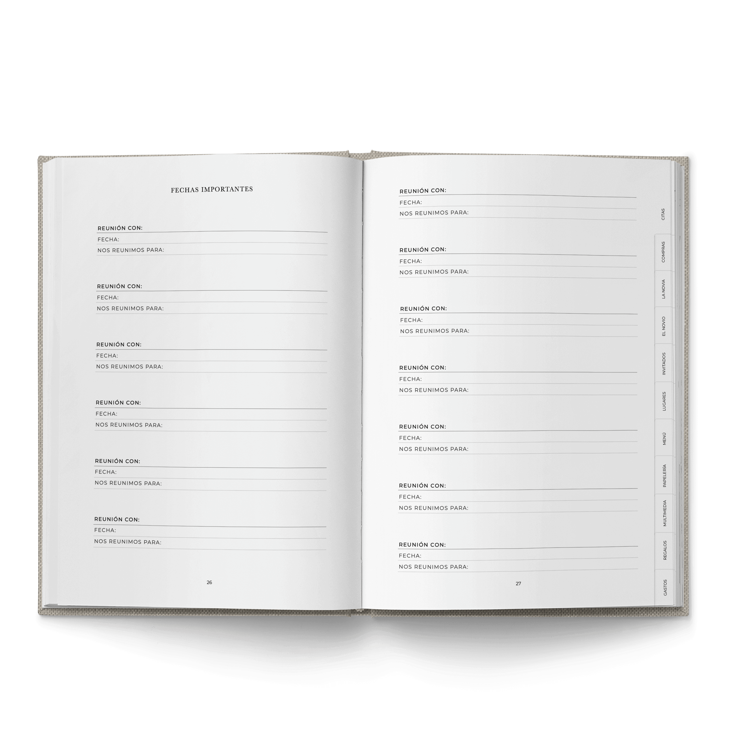 AGENDA DE BODA LETRAS BLANCAS