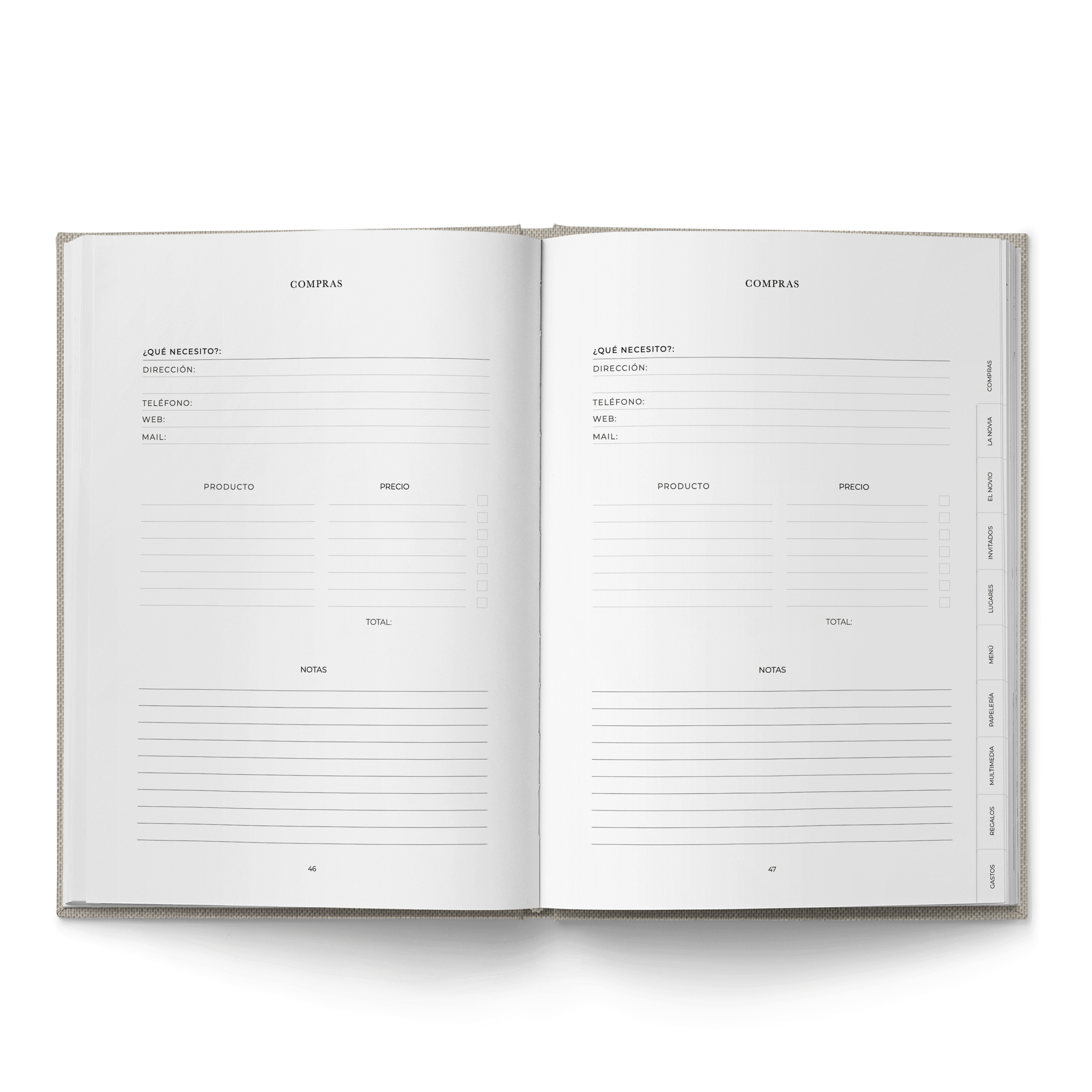 AGENDA DE BODA LETRAS BLANCAS