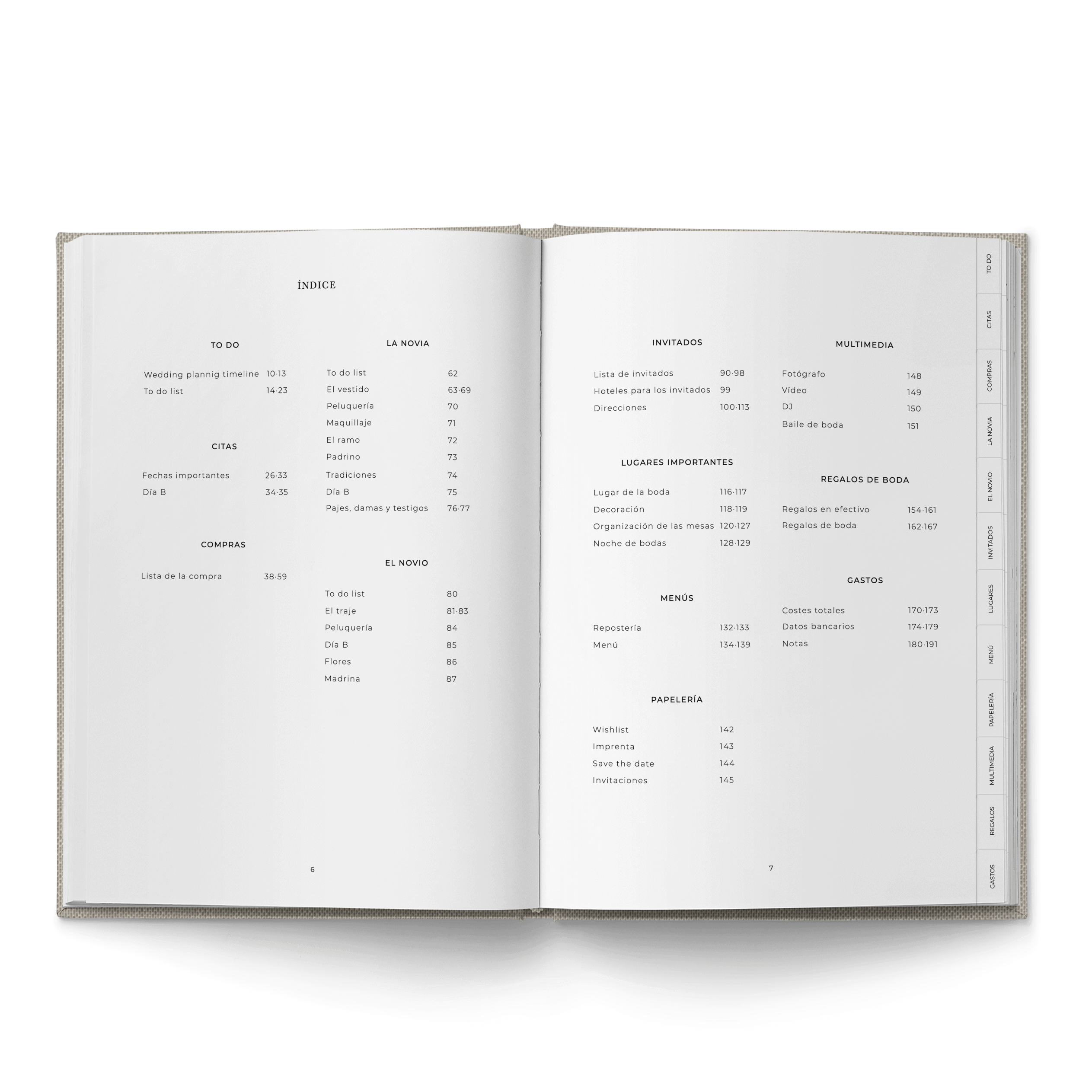 AGENDA DE BODA LETRAS BLANCAS