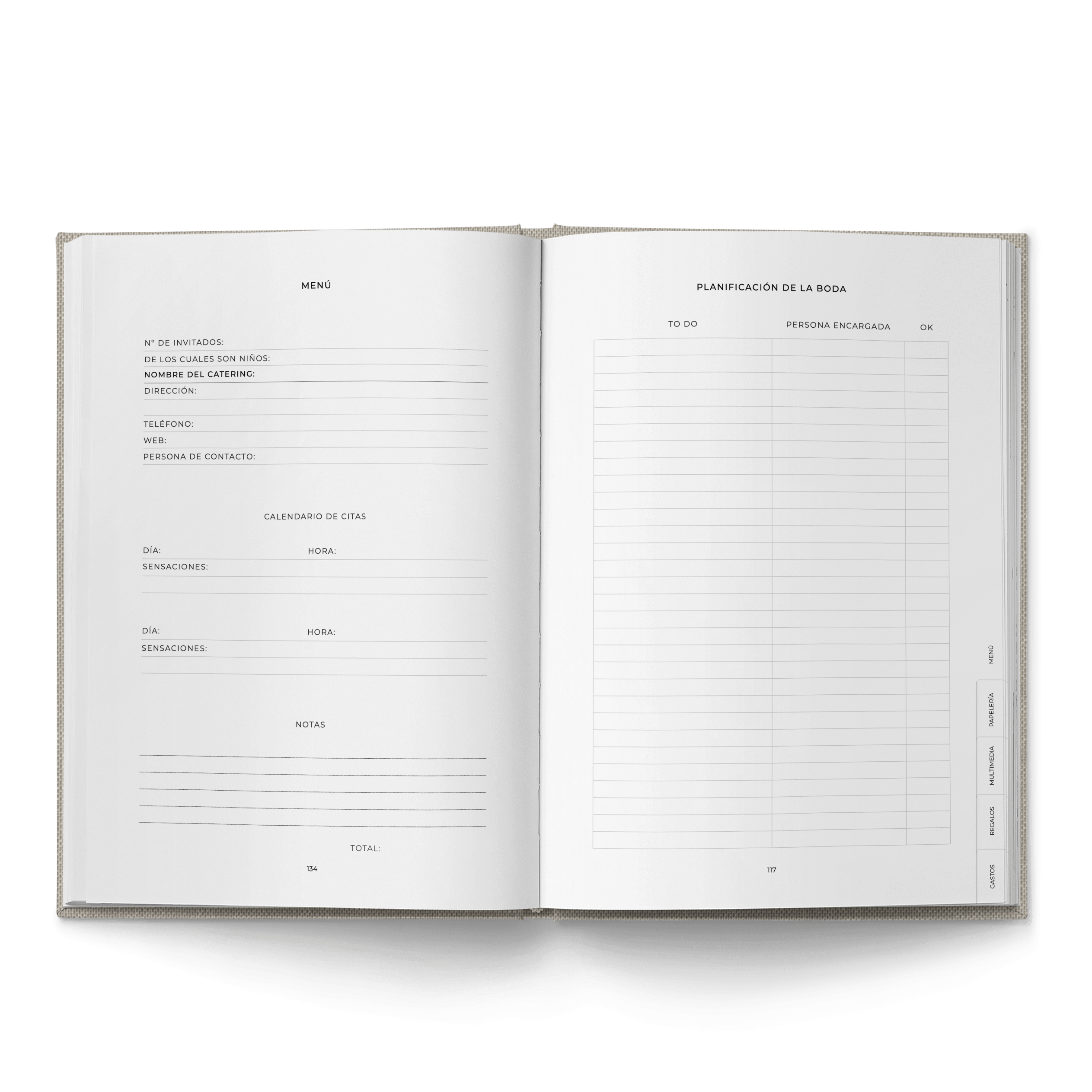 AGENDA DE BODA LETRAS BLANCAS