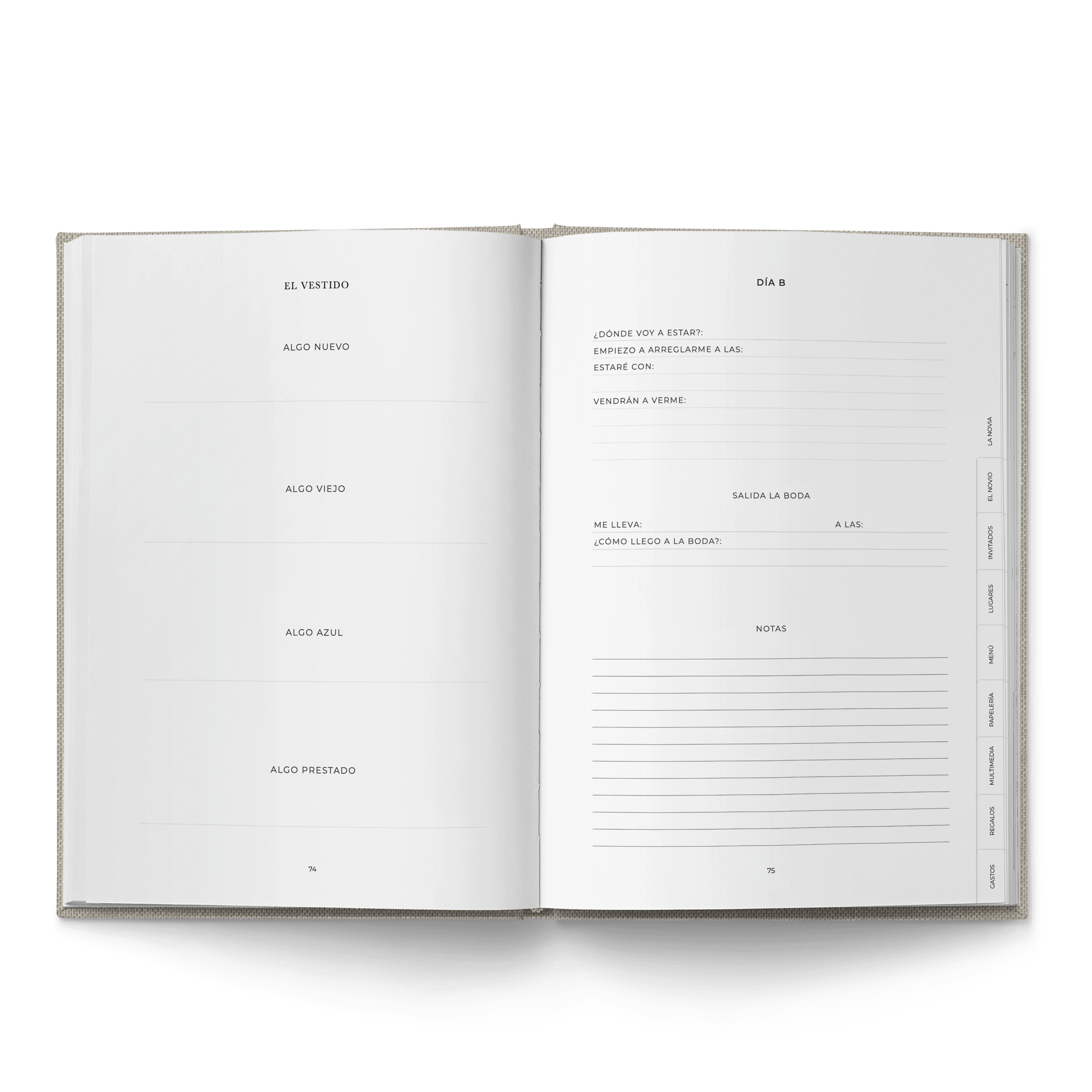 AGENDA DE BODA LETRAS BLANCAS